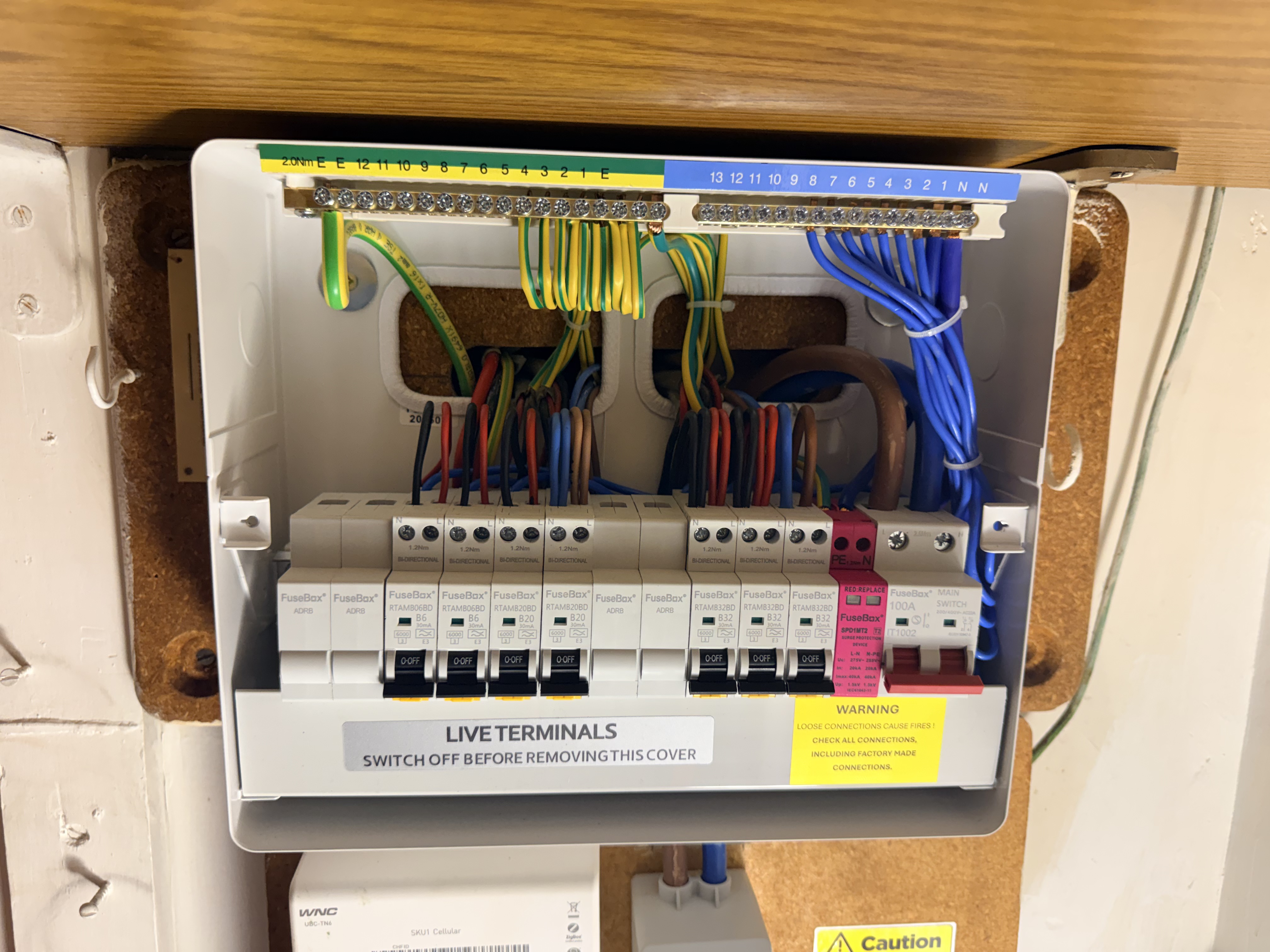 New FuseBox consumer unit with full RCBO protection on every circuit and SPD surge protection — installed by MN Electrical, certified to BS 7671, London